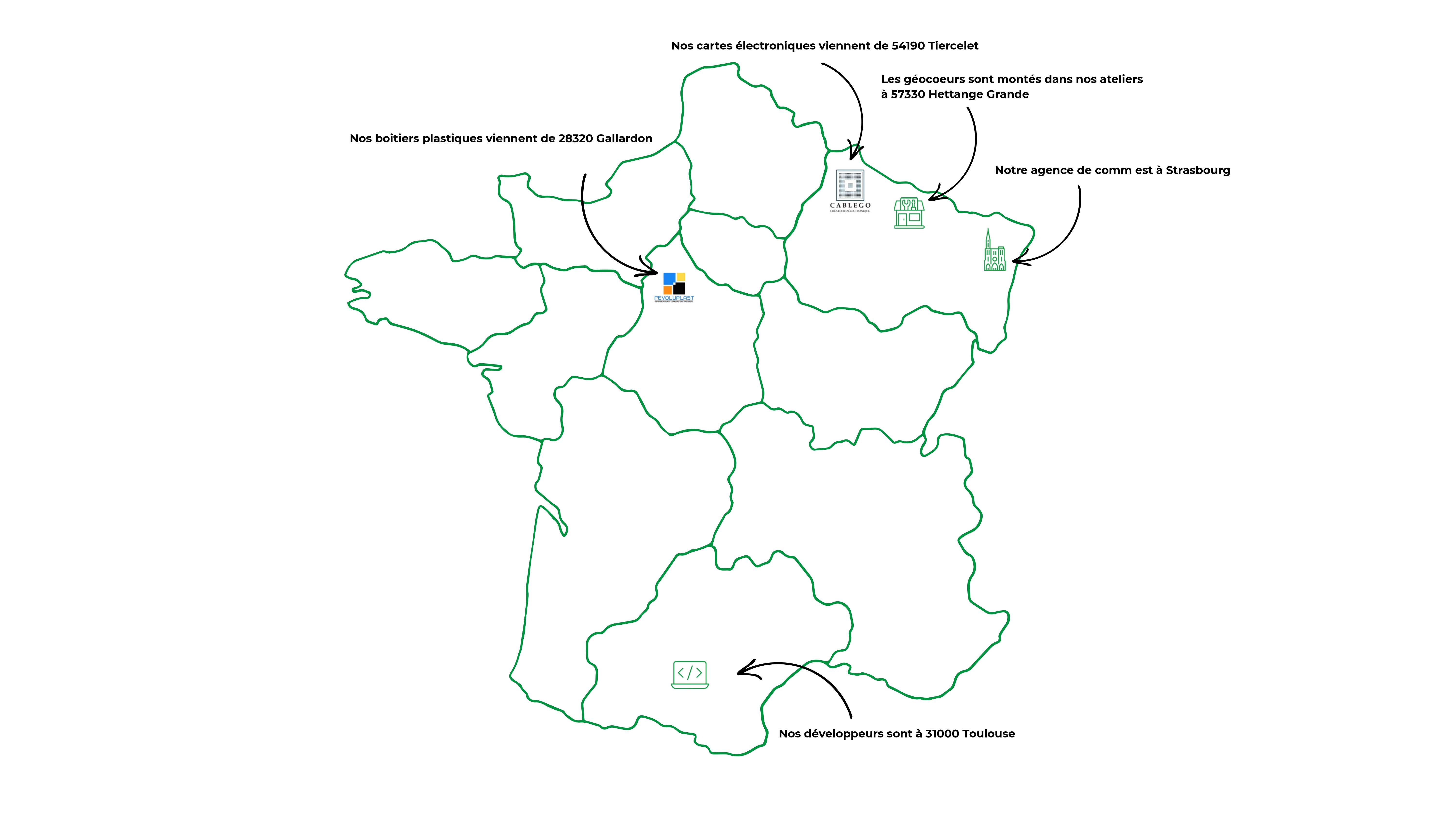 Carte des Géocœurs installés en France
